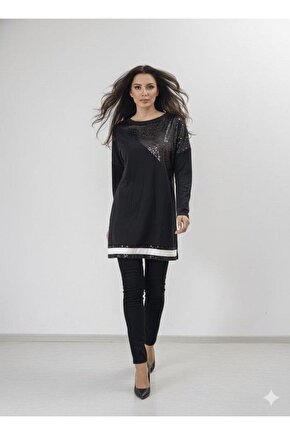 Kadın Uzun Kollu Pulpayet Detay Bluz