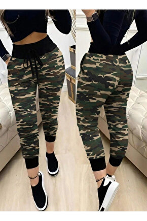 Kadın Yüksek Bel Bağcıklı Desenli Iki Iplik Pantolon