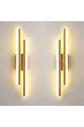 2 ADET Elektrikle Çalışır, 12 Watt , 3000 Kelvin Gün Işığı Led Aplik, İç Merkan Led Duvar Armatürü