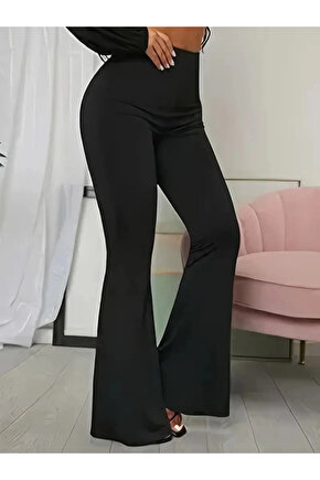 Kadın Yüksek Bel Ispanyol Paça Dalgıç Pantolon