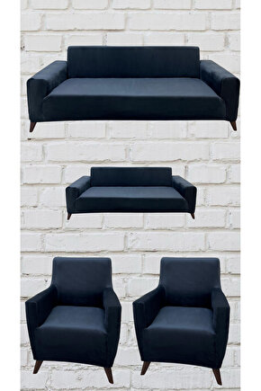 3+2+1+1 İtalyan Süet Koltuk Örtüsü (ANTRASİT RENK)