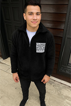 EQURİ Erkek Polar Fermuarlı Sweatshirt – Kapüşonsuz, Cepli, Yumuşak Dokulu, Oversize Rahat Kalıp, Kı