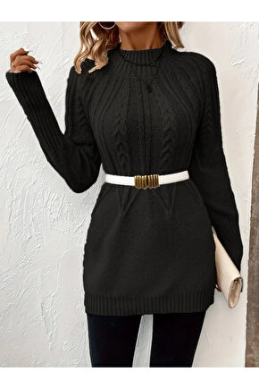 EQURİ Kadın Uzun Kollu Yarı Balıkçı Yaka Triko Bluz