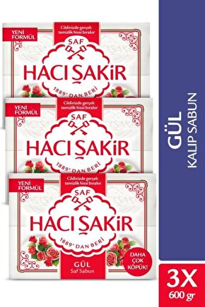 HACI ŞAKİR Gül Saf Kalıp Sabun 4x150 gr x 3 Adet