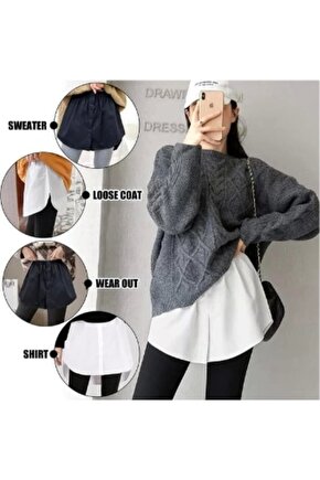 Lastikli Düğmeli Kurtarıcı Gömlek Altı Eteklik -Beyaz