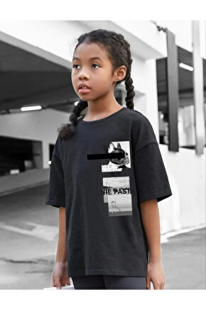 Çocuk Unisex Baskılı T-Shirt - Siyah