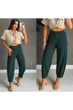 Kadın Yüksek Bel Krep Pantolon