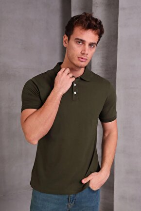 Erkek Slim Fit Pamuklu Yumuşak Doku Nefes Alan Kumaş Yakalı Tişört