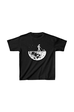 Unisex Çocuk Baskılı T-Shirt - Siyah