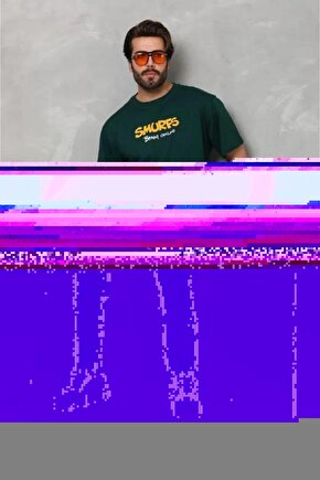 Unisex Basic Bisiklet Yaka Oversize T-Shirt - Yeşil