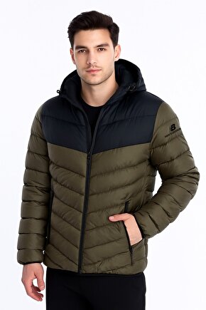 Yeşil Erkek Kapüşon Yaka Mont MNJ3233-TPG-NB