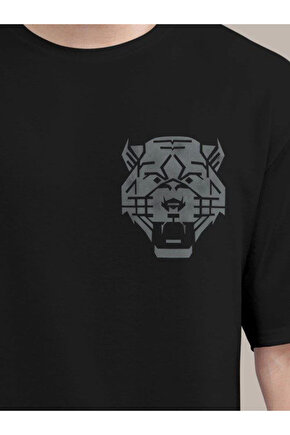 Erkek Baskılı Oversize T-shirt - Siyah