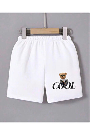 Kadın Beli Lastikli Baskılı Mini Şort - Beyaz