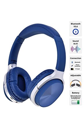 BLUETOOTH KULAKLIK SD KART VE AUX GİRİŞLİ ŞARJLI KABLOSUZ KULAKLIK MİKROFONLU FM RADYOLU SUPER BASS