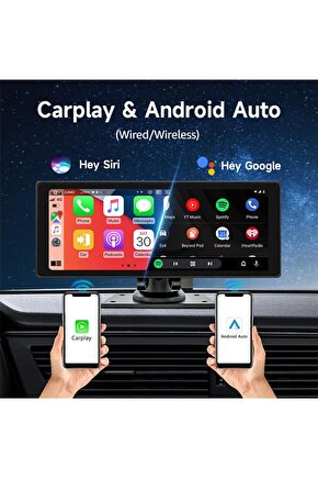 10.26 İNÇ CAR PLAY İOS ANDROİD UYUMLU 4K ULTRA HD ÖN ARKA ARAÇ KAMERASI BÜYÜK EKRAN WİFİ BLUETOOTH