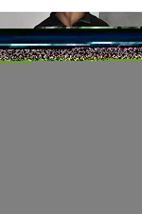 Unisex Yarım Fermuarlı Baskılı T-Shirt - Siyah