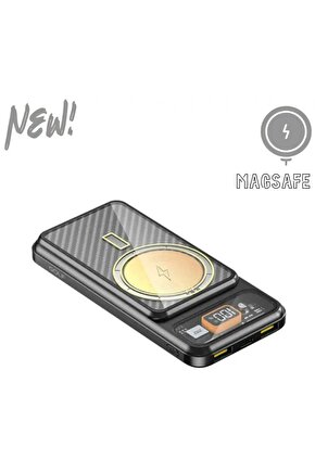 10000MAH 15W WİRELESS MAGSAFE KABLOSUZ ŞARJ ÖZELLİKLİ TAŞINABİLİR ŞARJ ALETİ LCD EKRANLI