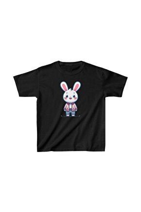 Unisex Çocuk Baskılı T-Shirt - Siyah