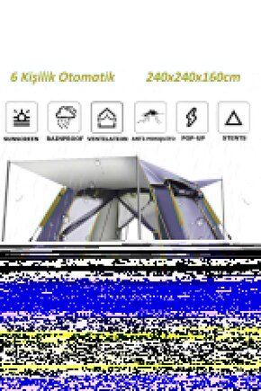 6 Kişilik Otomatik Kurulum Çadır Kamp Ve Çocuk Oyun Çadırı 240cmx240cmx160cm