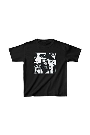 Unisex Çocuk Baskılı T-Shirt - Siyah