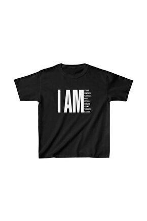 Unisex Çocuk Baskılı T-Shirt - Siyah