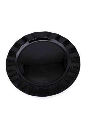 Plastik Tabak Sert Lüks 18cm (6 Adet) Renk Siyah