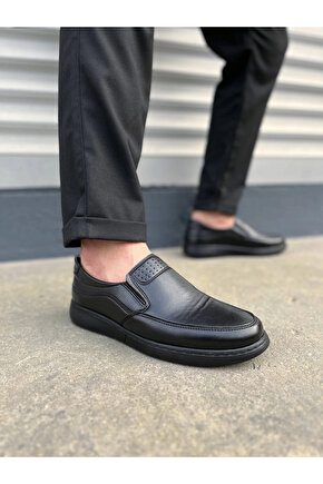 JY0410 Classique Bağcıksız Cilt Erkek Günlük Klasik Ayakkabı CST - Siyah