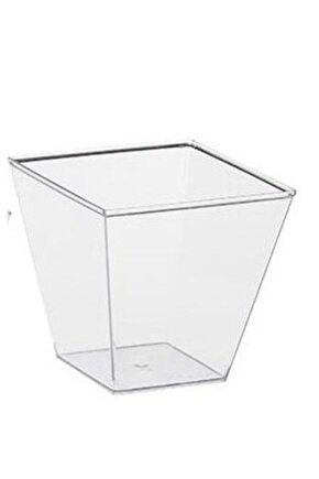 Prizma Mini Mika Plastik Sunum Kabı Kübik Kase 120 Cc 50 Adet