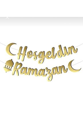 Hoşgeldin Ramazan Parlak Gold Kaligrafi Banner