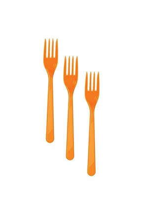 Renkli Plastik Çatal 25li Kullan At Çatal Turuncu Sert Çatal Parti Malzemesi