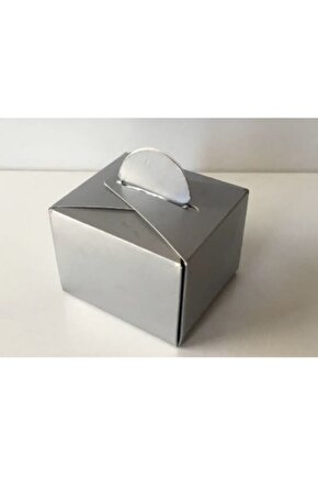 Gümüş Karton Kare Lokum Şeker Kutusu 50 Adet