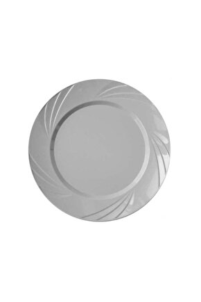 Gümüş Yuvarlak Mika Tabak 22 cm 6 Adet