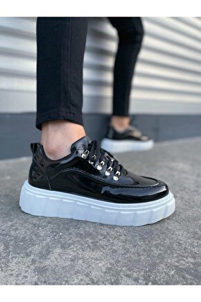 JY010 Cloud Bağcıklı Rugan Erkek Günlük Sneaker Ayakkabı RBT - Siyah