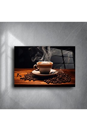 Minimalist Kahve Temalı Cam Duvar Tablosu