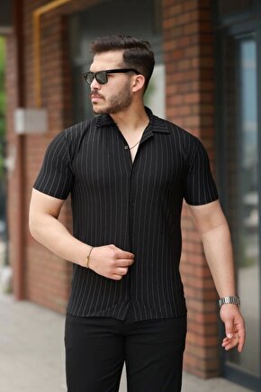 Erkek Kısa Kollu çizgili Gömlek