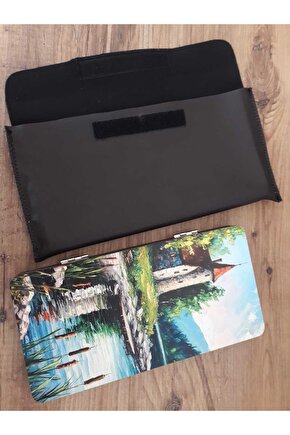 Mini Tavla Seyahat Tavla Cep Tavla 24x24 Özel Deri Kılıflı-MANZARA