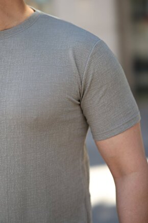 munn collection Erkek Ağaç Kabuğu Desenli Kısa Kollu T-shirt