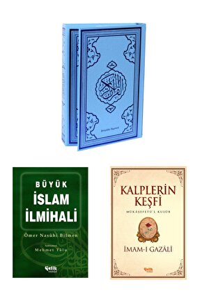 Kuran-ı Kerim Bilgisayar Hattı 4 Renkli Mavi Sert Kapak-islam Ilmihali-kalplerin Keşfi 3lü Set