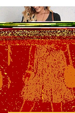 Kadın Kısa Kollu V Yakalı Fırfırlı Bürümcük Elbise