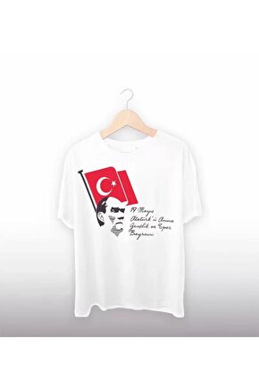 19 Mayıs 201 Baskılı T-shirt - Beyaz