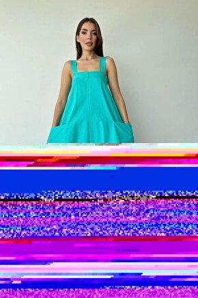 int Askılı Cepli Elbise