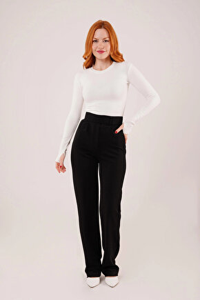Cırt Kapama Detaylı iyah Pantolon