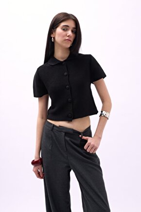 MODAVERA Bebe Yaka Düğmeli Bluz