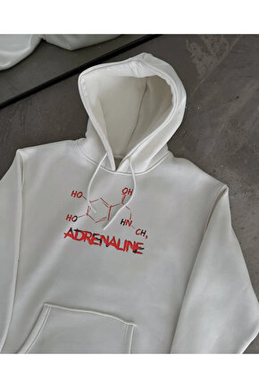 Kışlık Uzun Kol Kapüşonlu SweatShirt - Beyaz