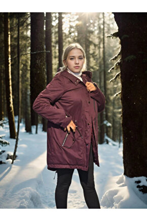 Kadın Uzun Kollu Hakiki Deri Ceket - Bordo