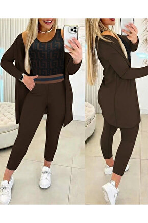 Kadın Uzun Kollu Krep üçlü Takım