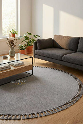 Yuvarlak Comfort Puffy Ponpon Saçaklı Yıkanabilir