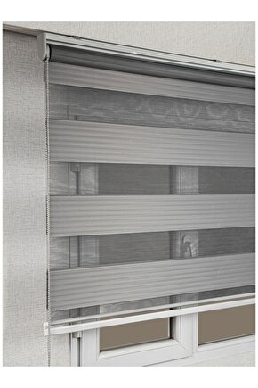 Zebra Perde Gri Pliseli Dilimsiz