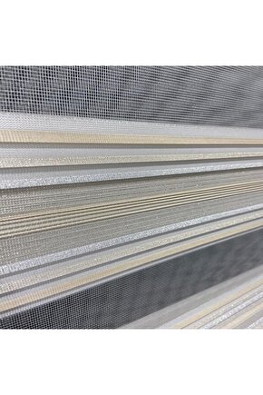 Zebra Stor Perde Krem Gold Simli Lüx Etek Dilimli