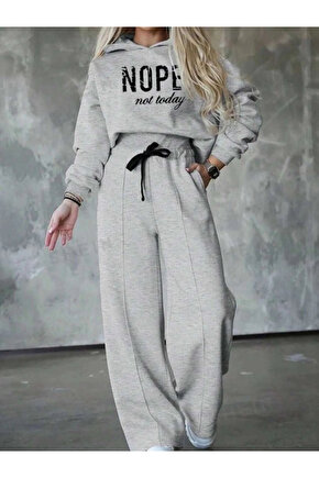 Kadın Uzun Kollu Nope Baskılı Beli Ribanalı Ikili Takım